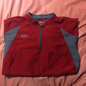 Red athletic pullover shirt